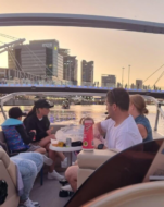 Self-drive boat on Yarra River near Dockland